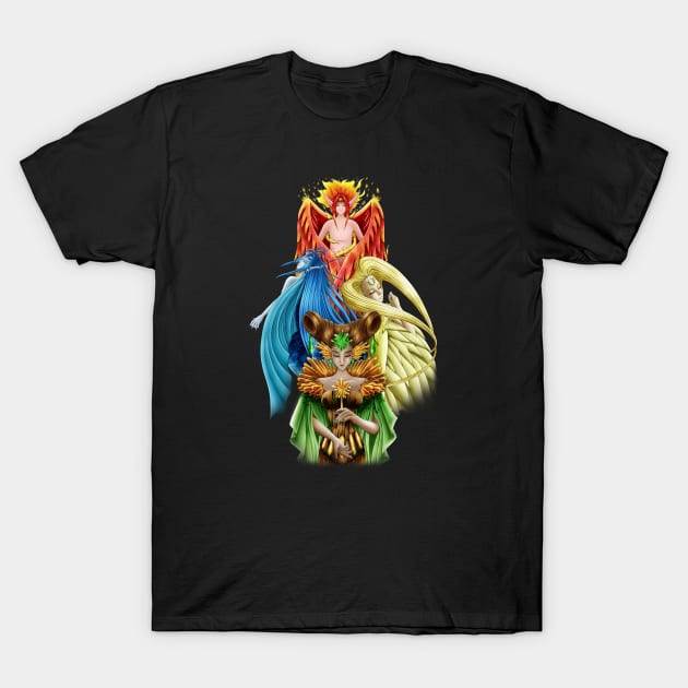 The Firey, The Watery, The Windy and The Earthy - CardCaptor Sakura T-Shirt by Chiisa